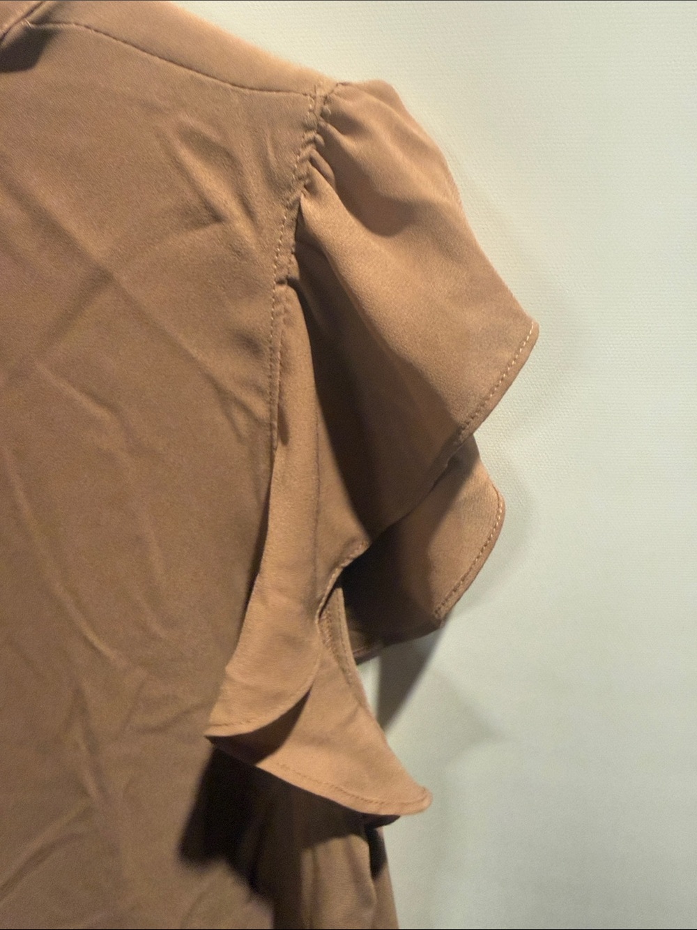 Calvin Klein Rust Brown Ruffle Sleeve Button Blouse New With Tags Size: L - Picture 10 of 10
